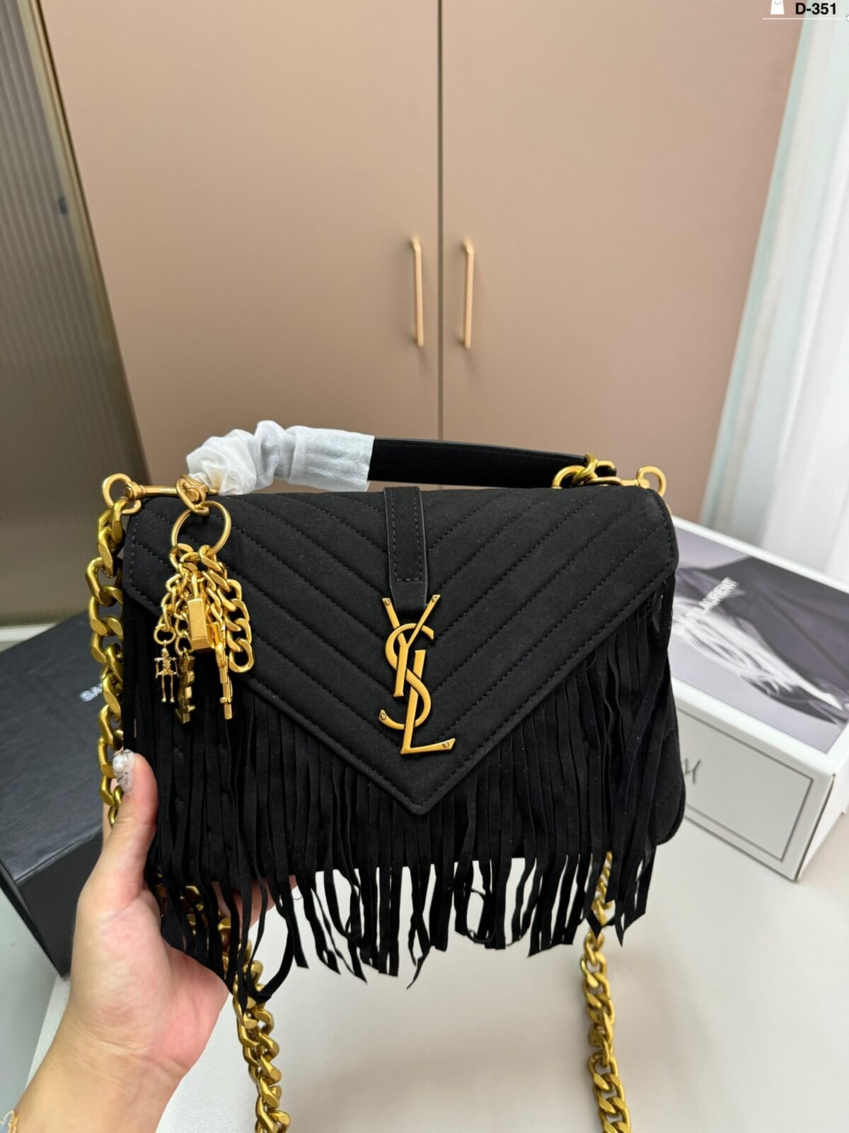YSL Kate Tassel Black Suede – Bag — 6