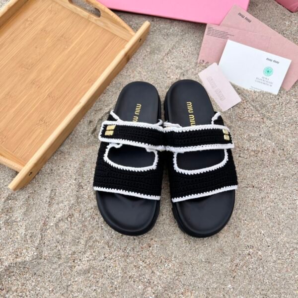 MIU Crochet Velcro Sandals - Slides