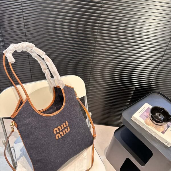 MIU Logo Denim Tote Denim - Bag