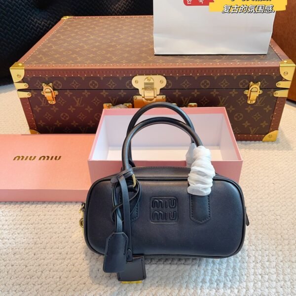 MIU Bowling Bag Black, Brown, White Leather - Bag