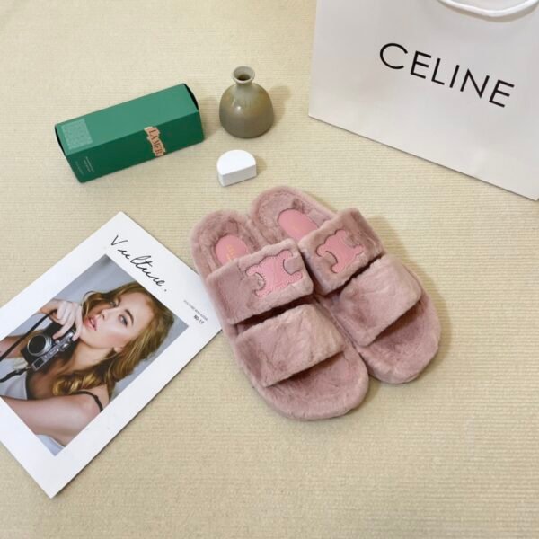 CEL Triomphe Shearling Slides - Slides