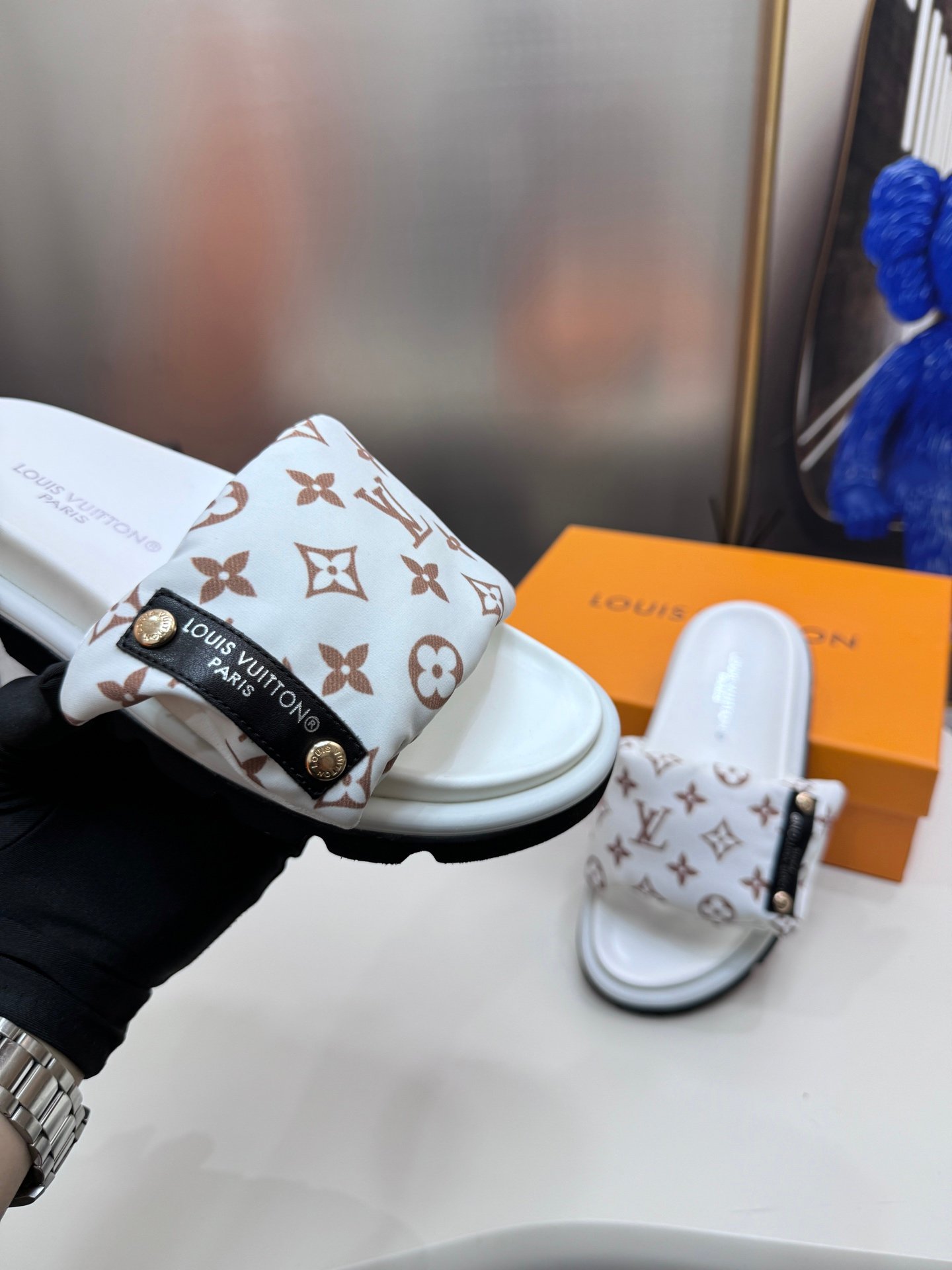 LV Pool Pillow Comfort Monogram - Slides - Image 5