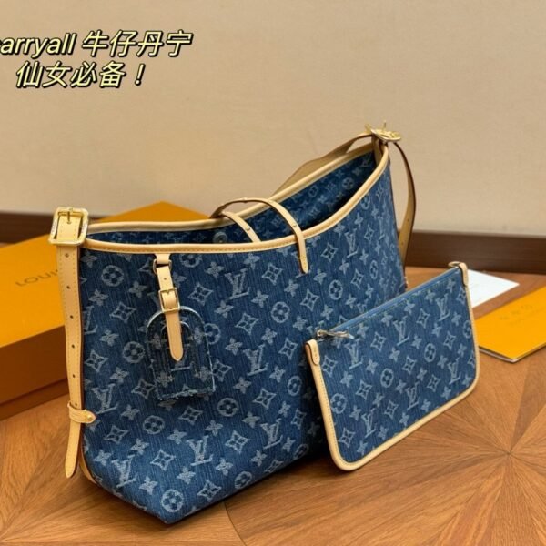 LV Onthego MM Blue Monogram Denim - Bag