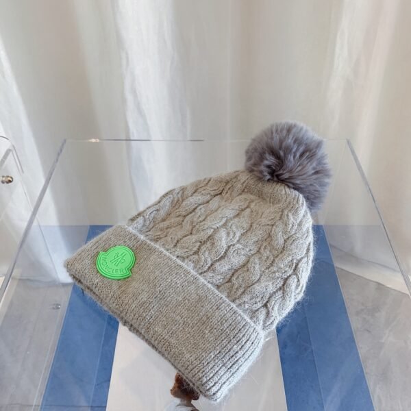 MCL Cable Knit Beanie Grey Wool - Hat