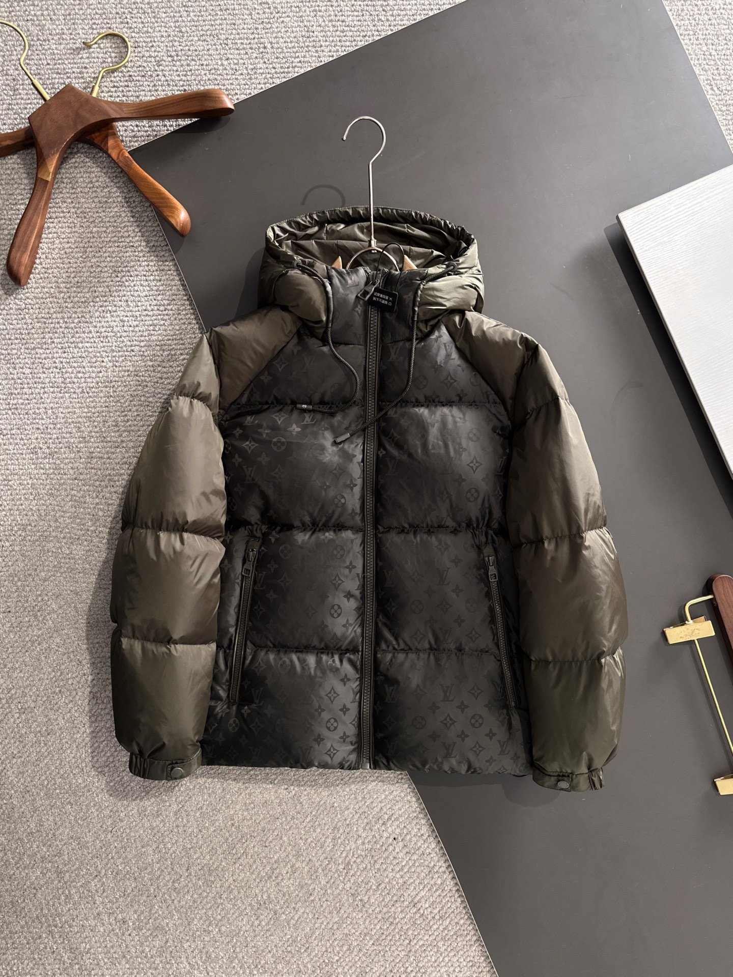 LV Monogram Puffer Jacket Black/Khaki - Jacket
