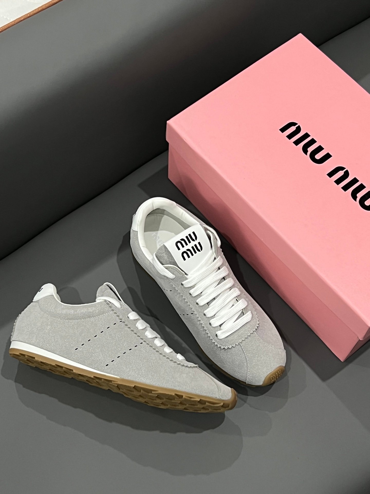 MIU Retro Trainer Grey Suede - Sneakers - Image 3