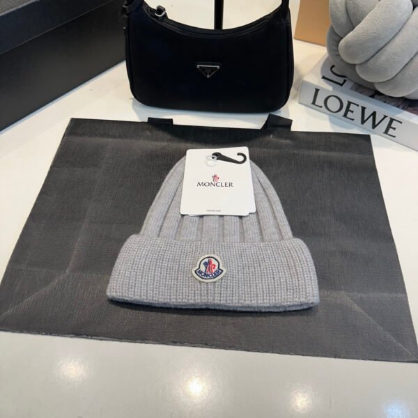MCL Ribbed Knit Beanie Grey Wool - Hat