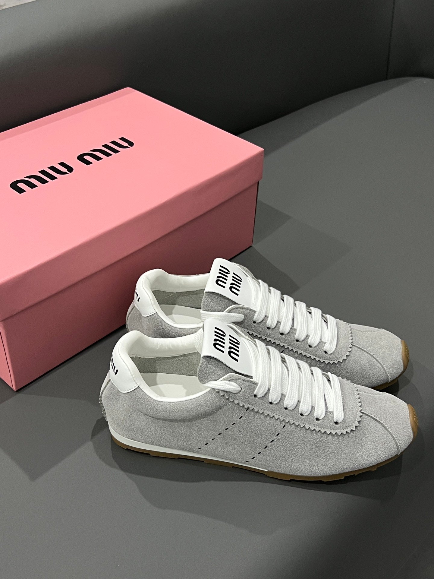MIU Retro Trainer Grey Suede - Sneakers - Image 6