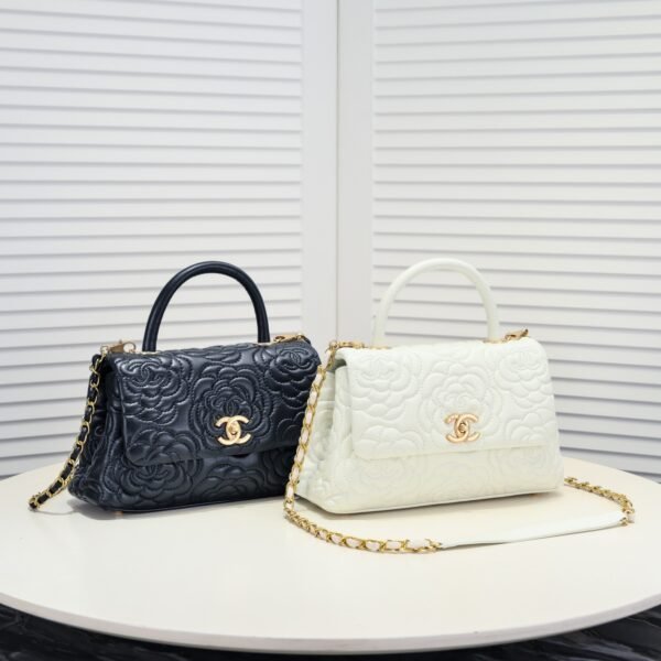 CC Coco Handle Camellia Embossed Leather - Bag