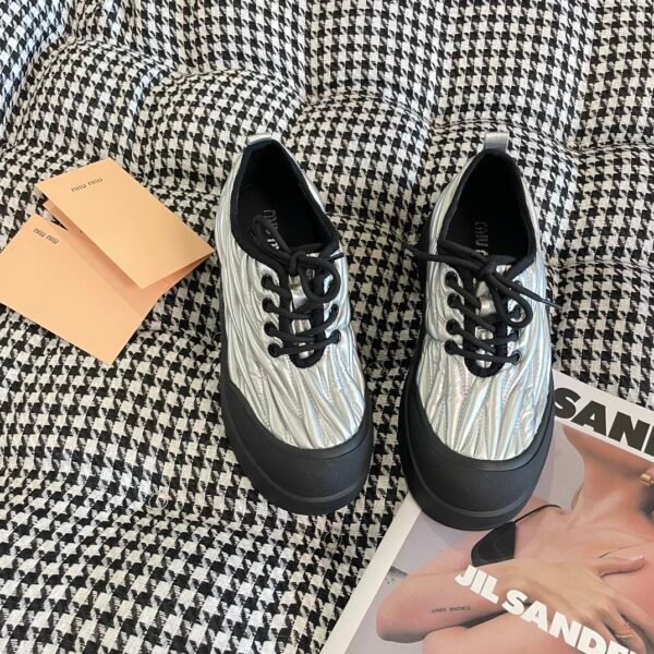 MIU Embroidered Thick Sole Sneakers - Sneakers