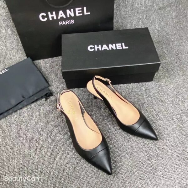 CC Slingback Pumps Black Leather - Heels