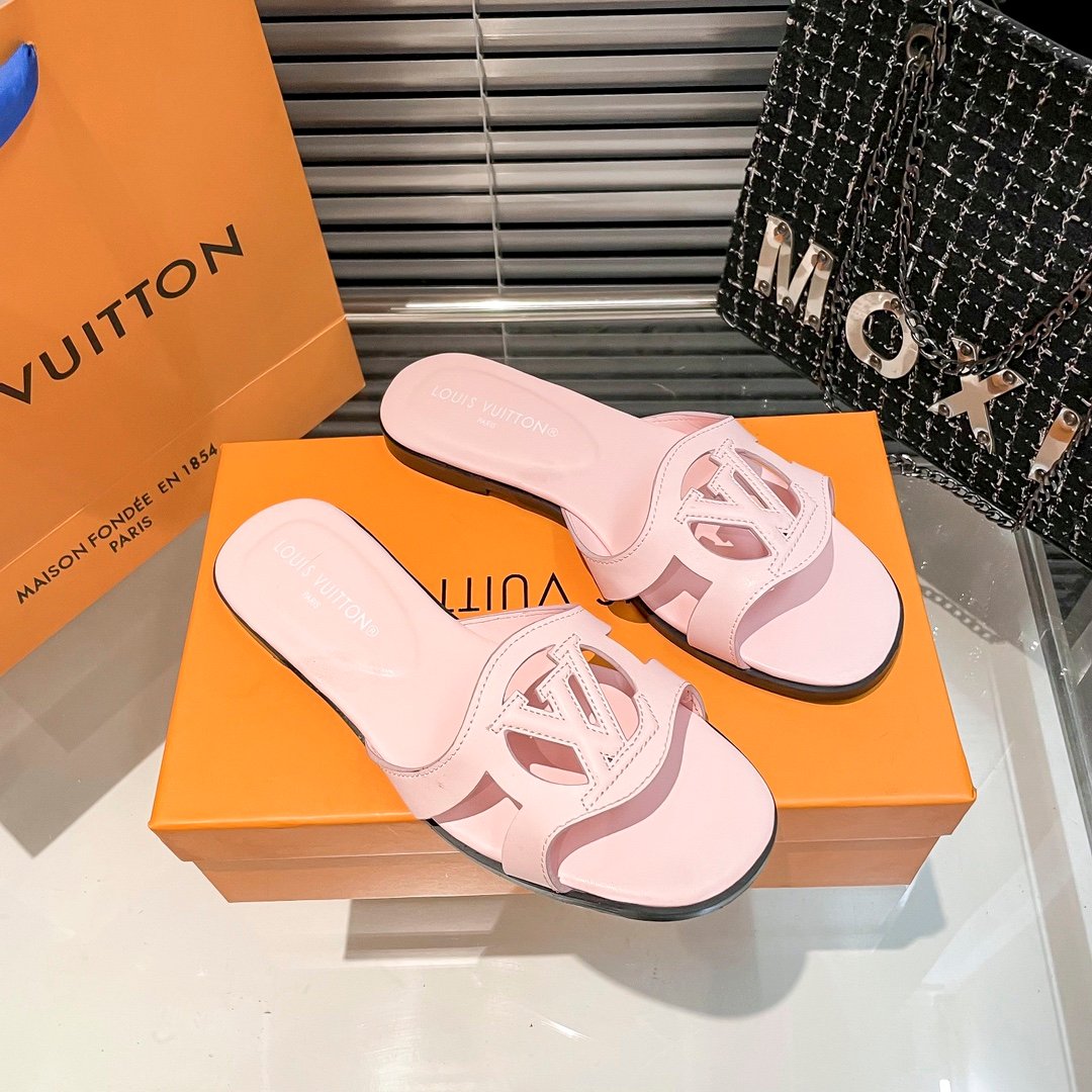 LV Paseo Flat Comfort Mule Pink Leather - Slides - Image 2