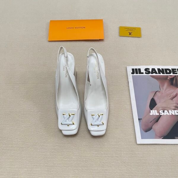 LV Madeleine Slingback Pumps White Leather - Heels