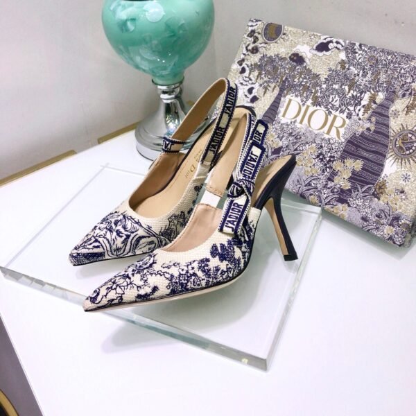 CD J'ACD Slingback Pump Blue Toile de Jouy Embroidery - Heels