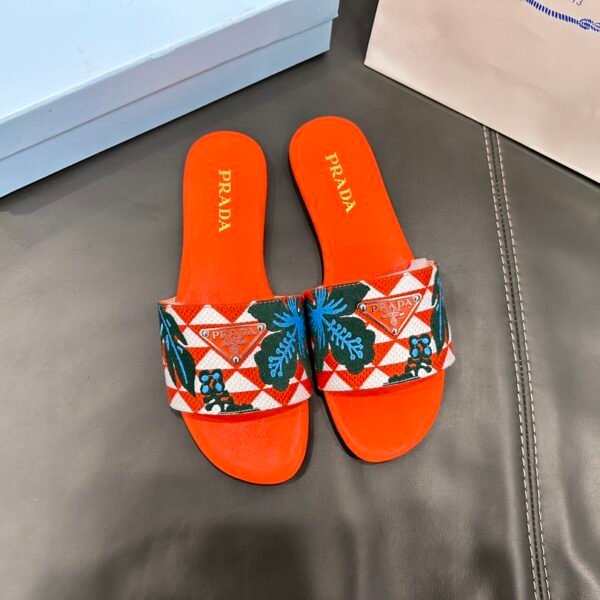 PR Embroidered Flat Sandals - Slides