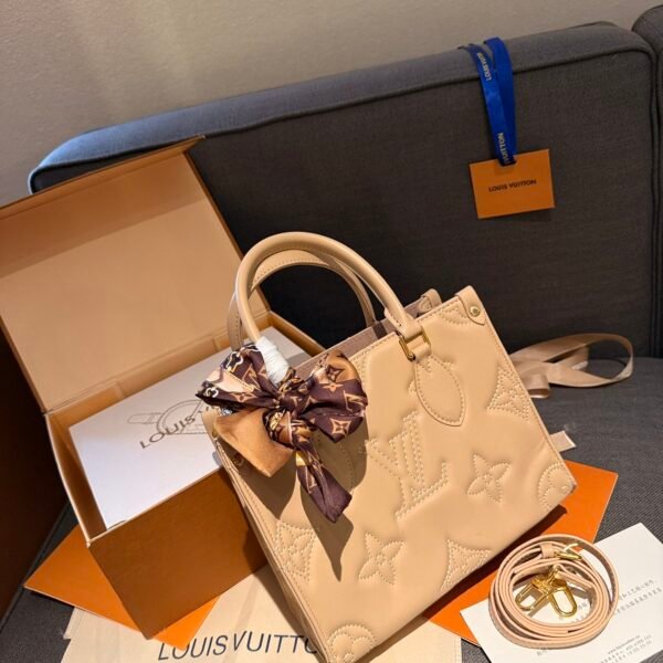 LV Onthego PM Beige Monogram Empreinte Leather - Bag