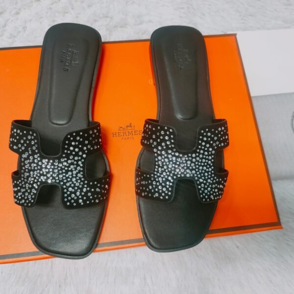 HM Oran Sandals Black with Crystals - Sandals