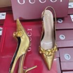 GG Double G Slingback Pump Gold Leather – Scarpe con tacco