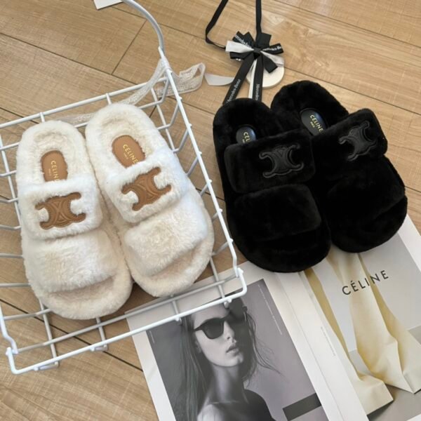 CEL Triomphe Furry Slippers - Shoes