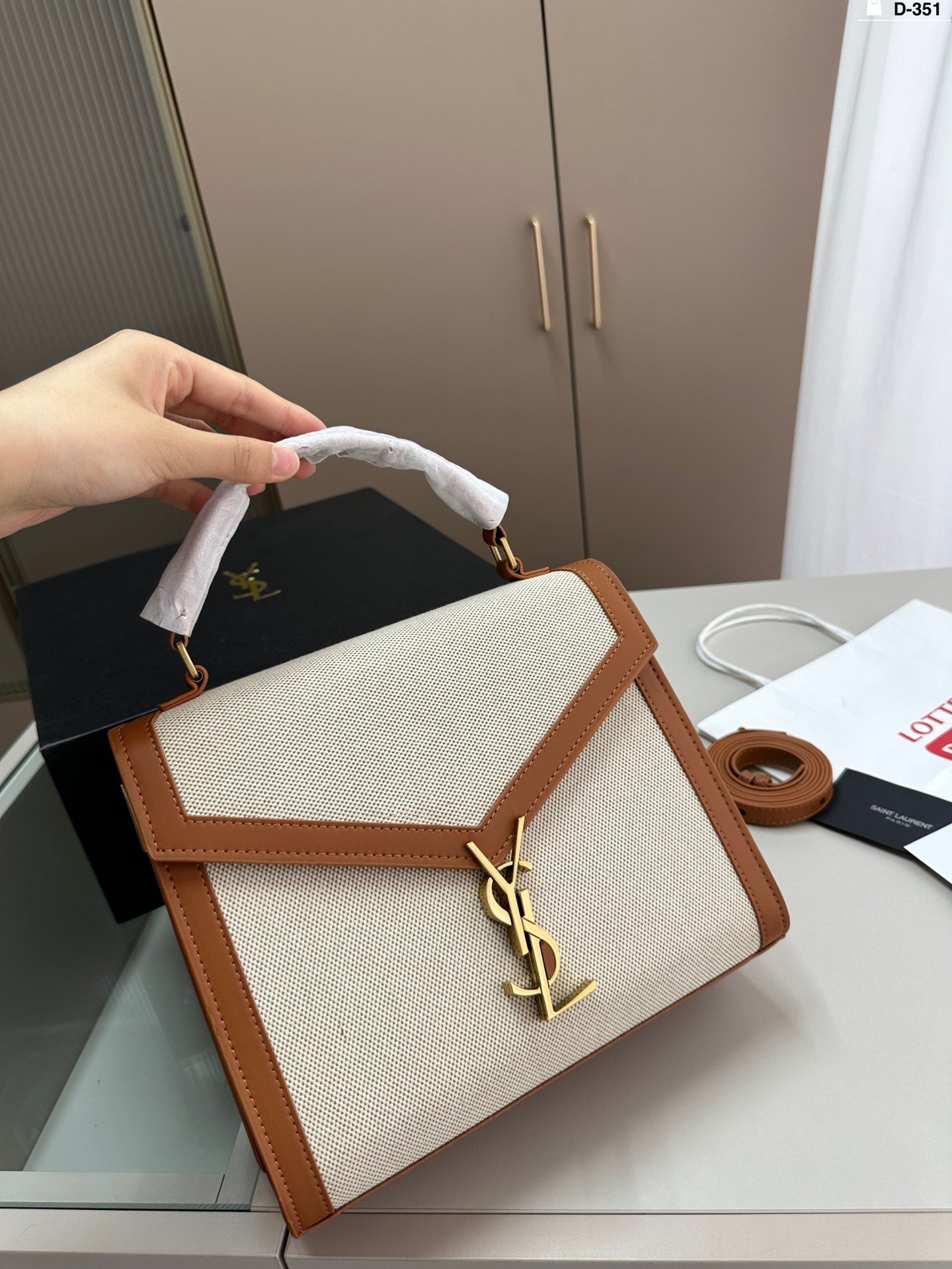 YSL Cassandra Small Canvas and Leather - Bag