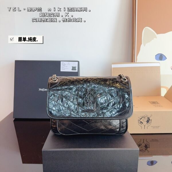 YSL Niki Small Black Crinkled Leather - Bag
