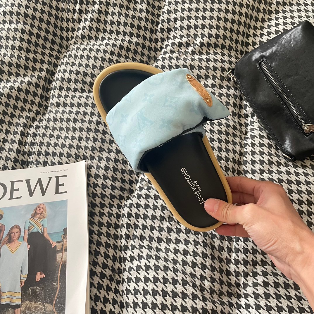 LV Pillow Comfort Slide Blue Monogram - Slides - Image 8