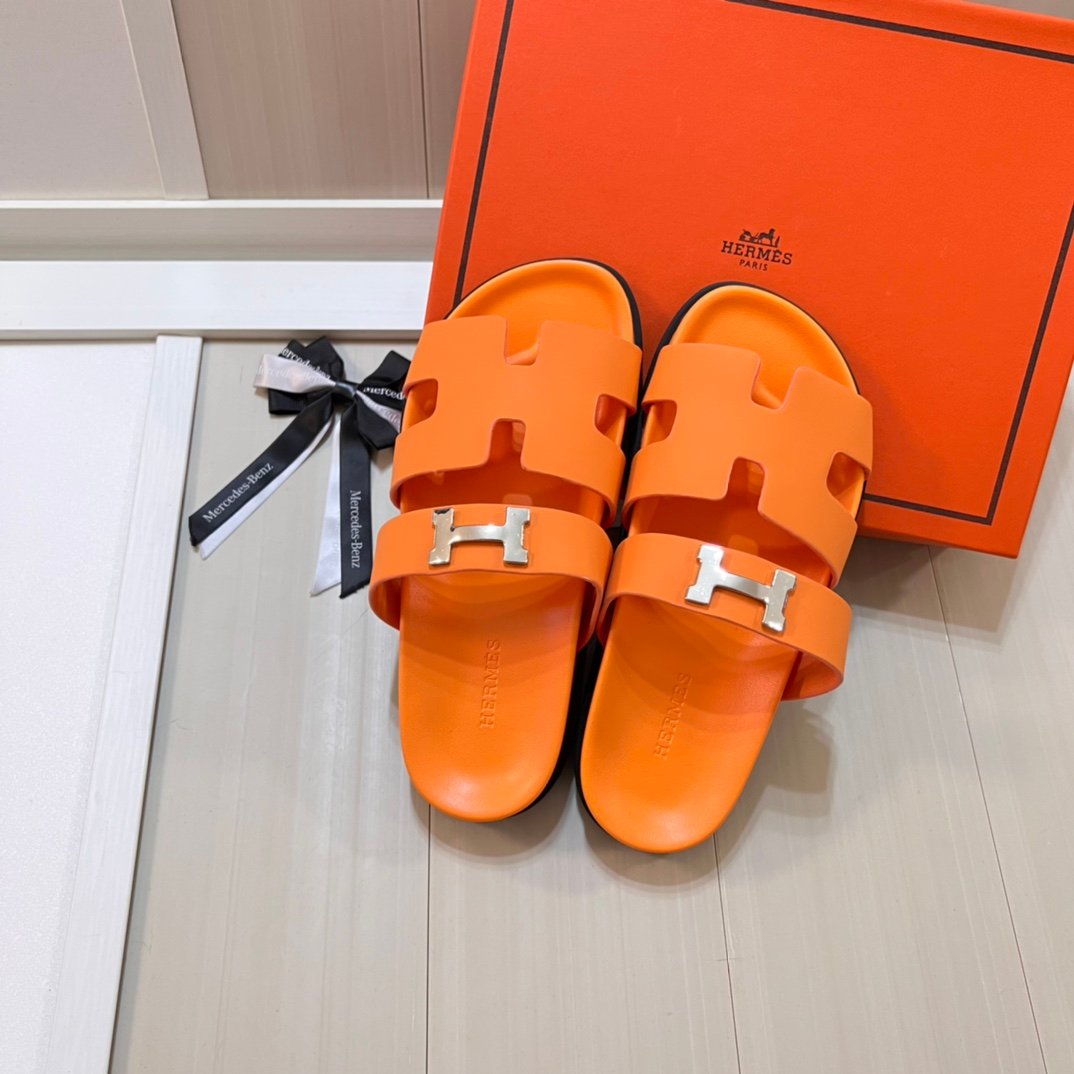 HM Oran Sandals Orange Leather - Slides - Image 9