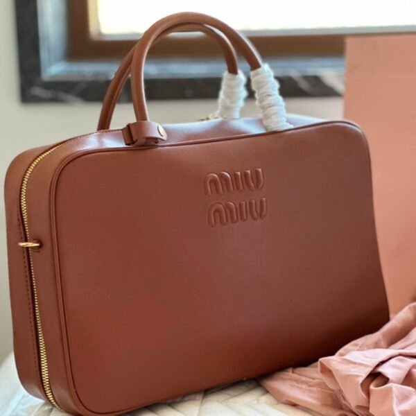 MIU Bowling Bag 22cm Brown Leather - Bag
