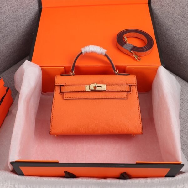 HM Kelly Mini Orange Epsom Leather - Bag