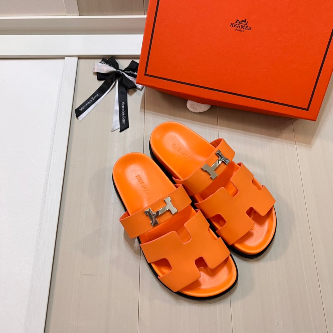 HM Oran Sandals Orange Leather - Slides - Image 3