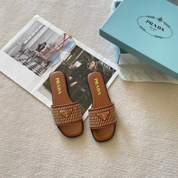 PR Raffia Logo Slides Brown Raffia - Slides