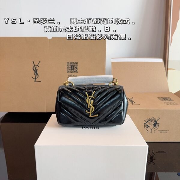 YSL Mini Lou Black/White Leather - Bag