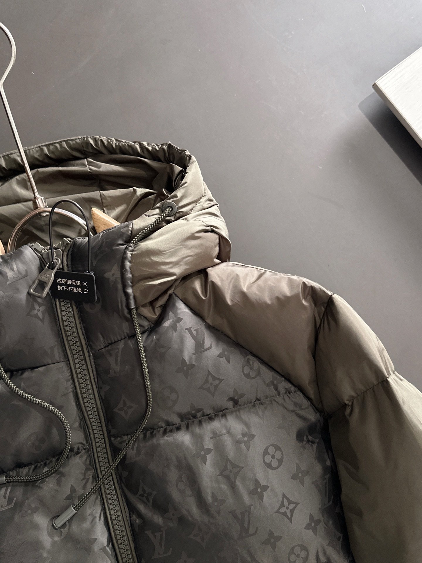 LV Monogram Puffer Jacket Black/Khaki - Jacket - Image 3