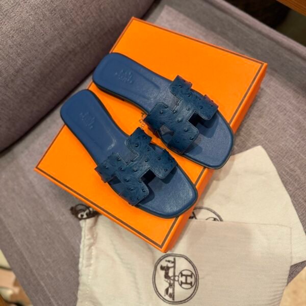 HM Oran Sandals Blue Leather - Slides