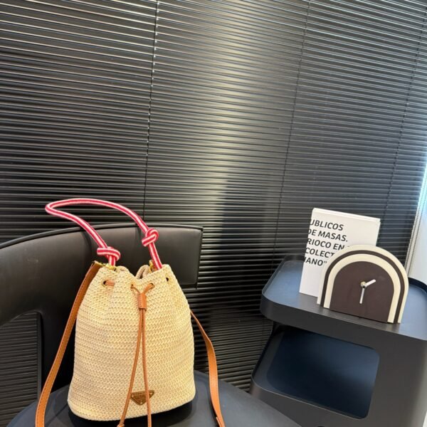PR Raffia and Leather Bucket Bag - Bag