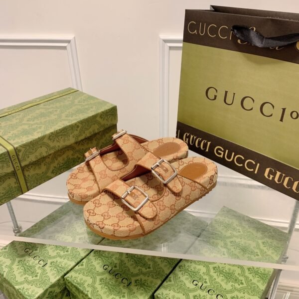 GG GG Platform Sandals Beige Monogram Canvas - Sandals