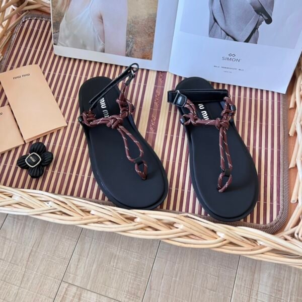 MIU Braided Flat Sandals - Sandals