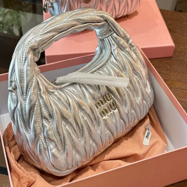 MIU Wander Matelassé Silver Leather - Bag
