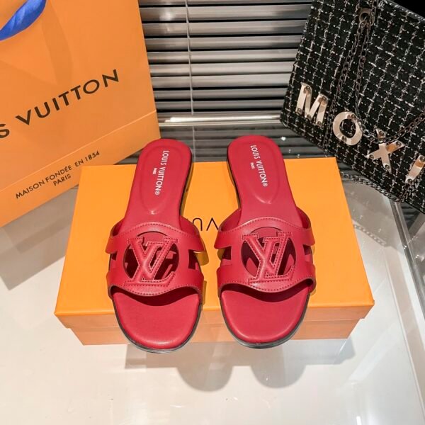 LV Paseo Flat Comfort Mule Red Leather - Slides