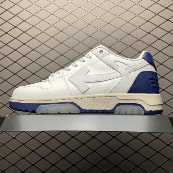 OW Out of Office Low-Top White/Blue Leather - Sneakers