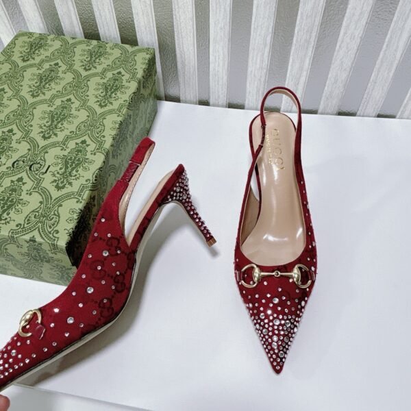GG Slingback Crystal Embellished Pumps - Heels