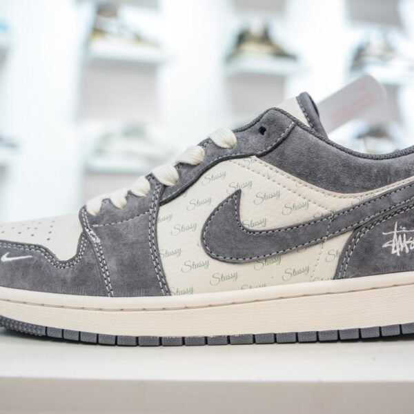 NK Air Jordan 1 Low Stussy Grey/White - Sneakers
