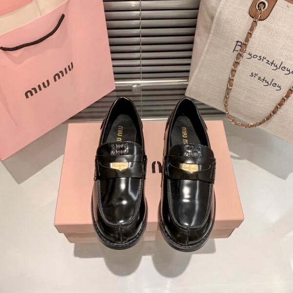 MIU Metal Logo Loafers - Shoes
