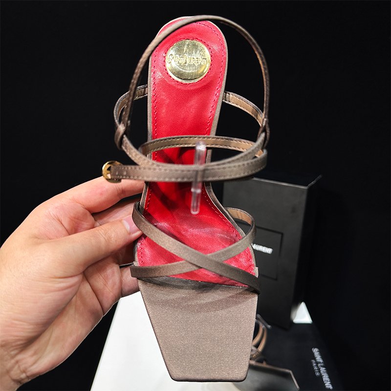 YSL Cassandra Sandal Brown/Red - Heels - Image 3
