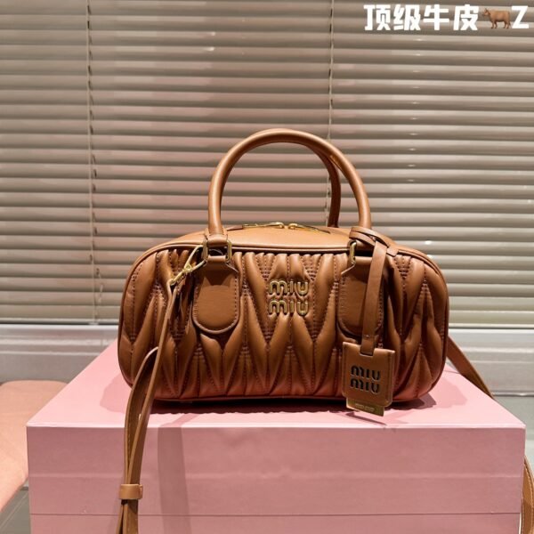 MIU Wander Matelassé Brown Leather - Bag