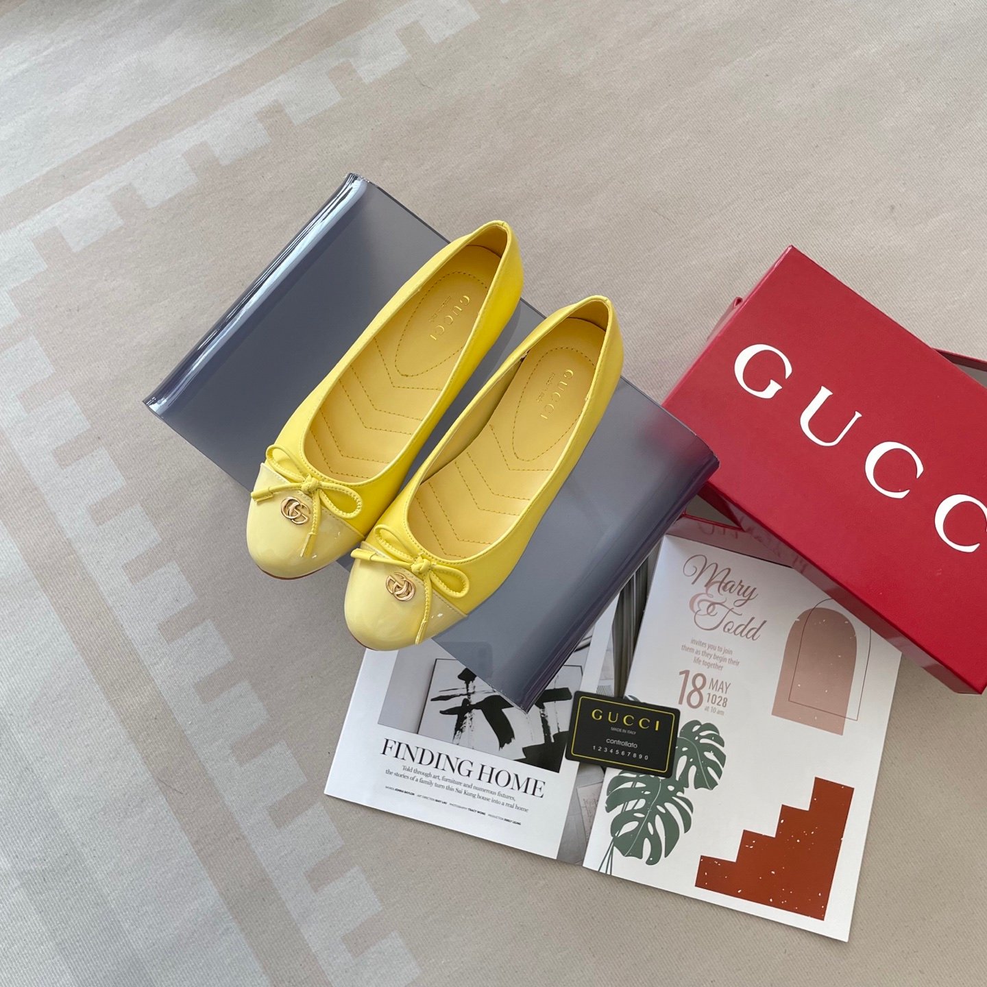 GG GG Marmont Ballet Flats Yellow Leather - Shoes - Image 2