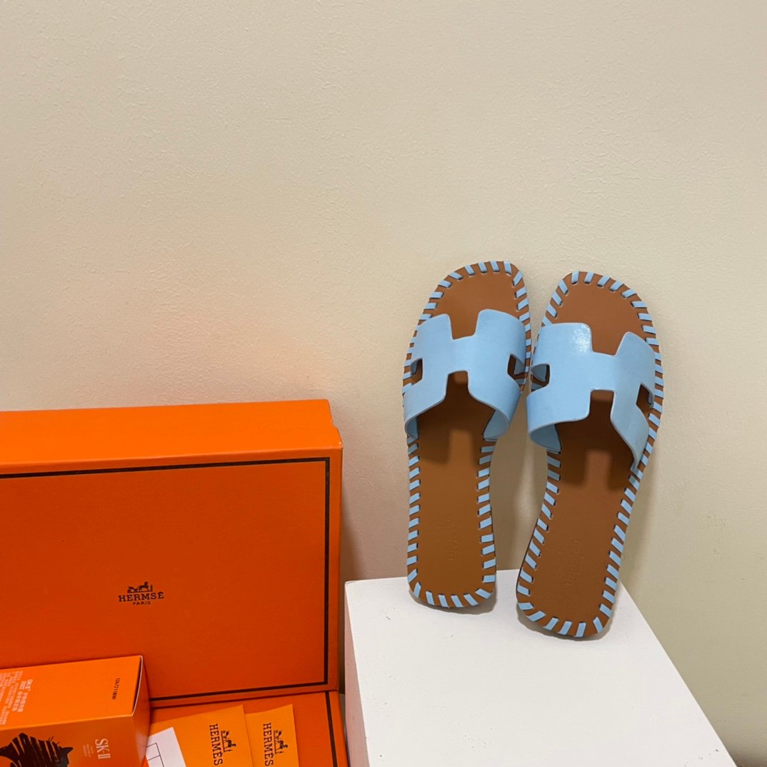 HM Oran Sandals Blue Leather - Sandals - Image 3