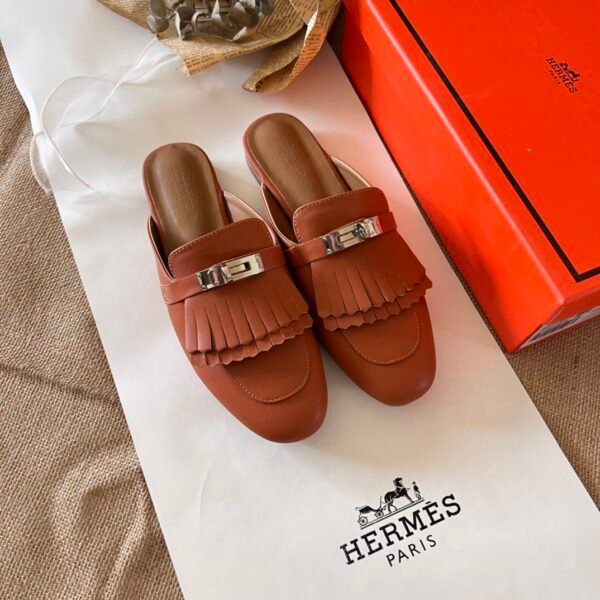 HM Kelly Fringe Mule Tan Leather - Shoes