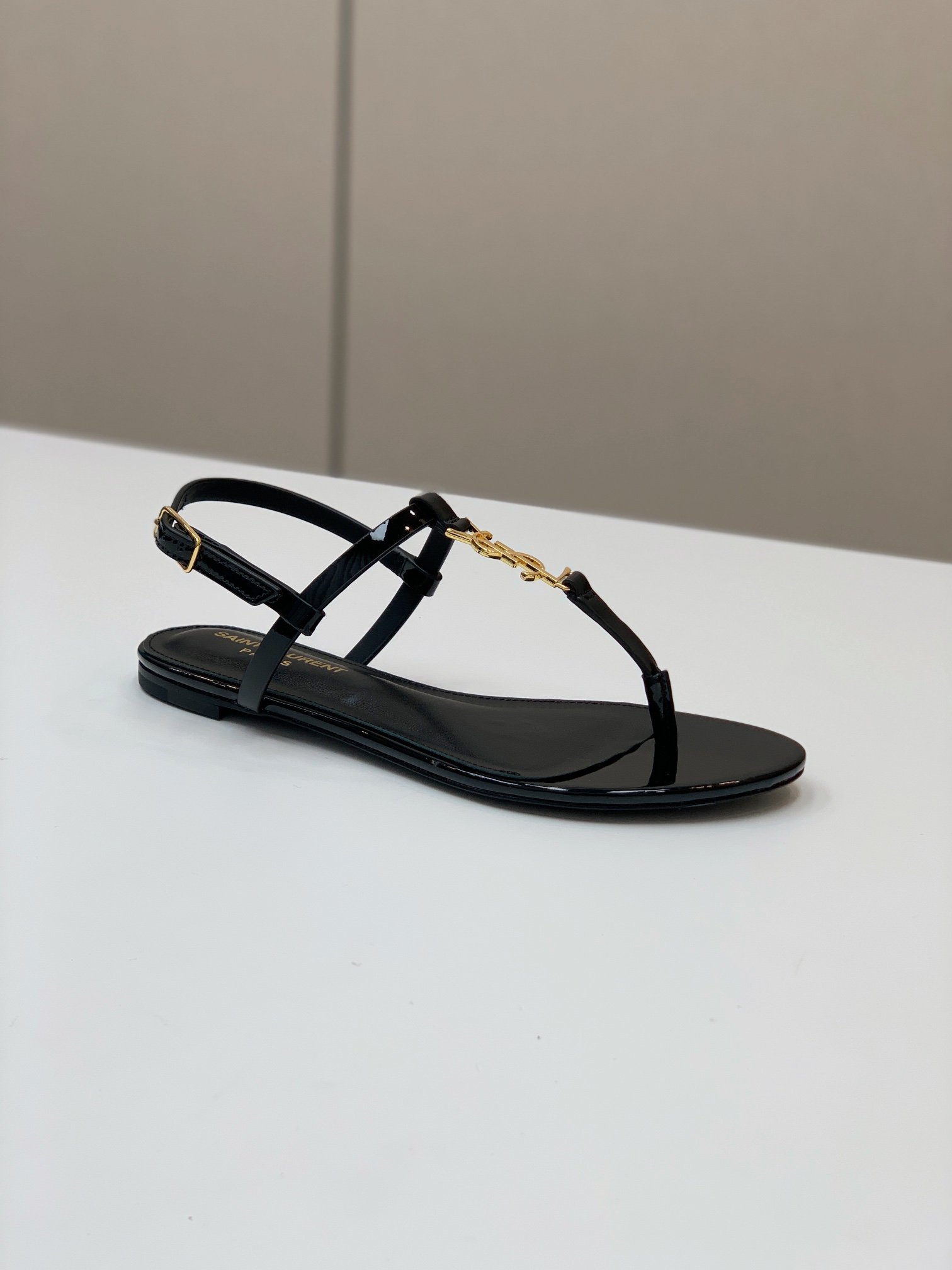YSL Cassandra Flat Sandals Black Leather - Sandals - Image 6
