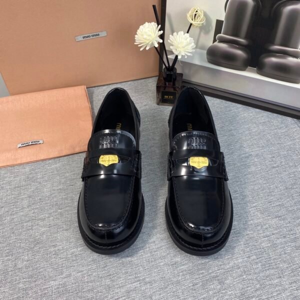 MIU Metal Logo Loafers - Shoes